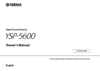 Yamaha YSP-5600 - Owners manual
